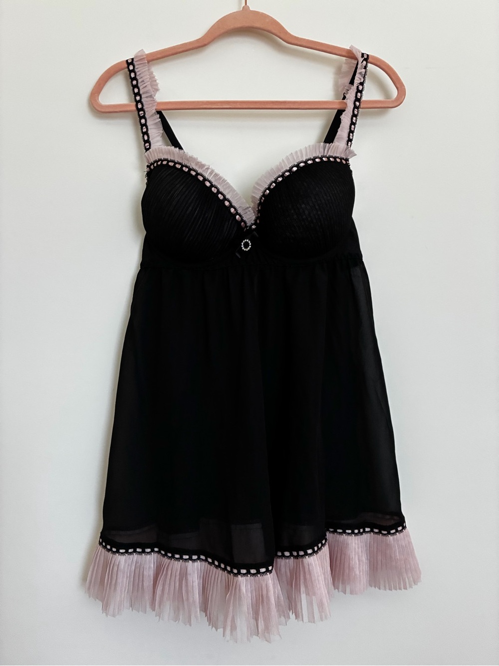 Seductive Wear Black & Pink Sheer Babydoll Chemise size xl